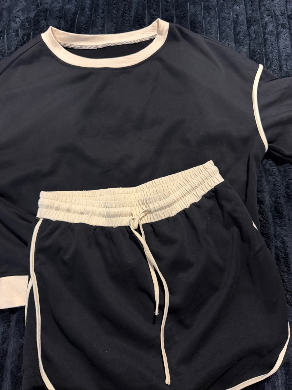 Women’s Black & Cream Sweatshirt and Skirt Set